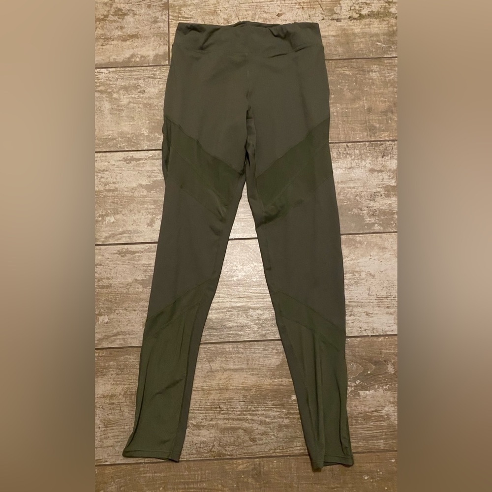 Garage army green mesh panel leggings